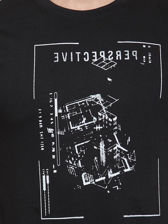 black chest print t-shirt - 16275052 - Zoom Image - 5