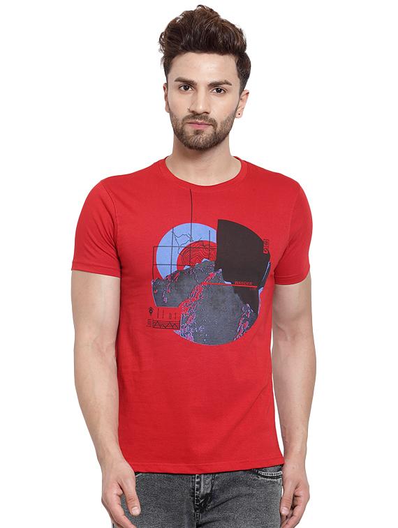 red chest print t-shirt - 16275054 - Zoom Image - 1