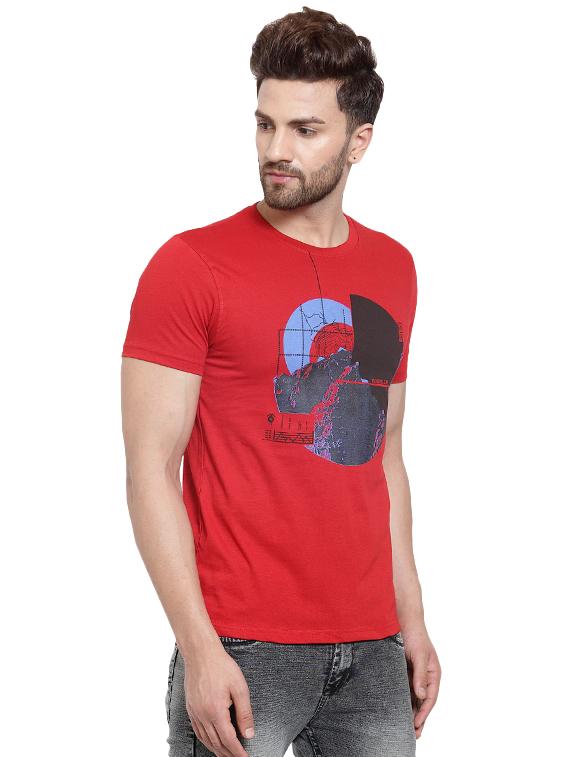 red chest print t-shirt - 16275054 - Zoom Image - 2