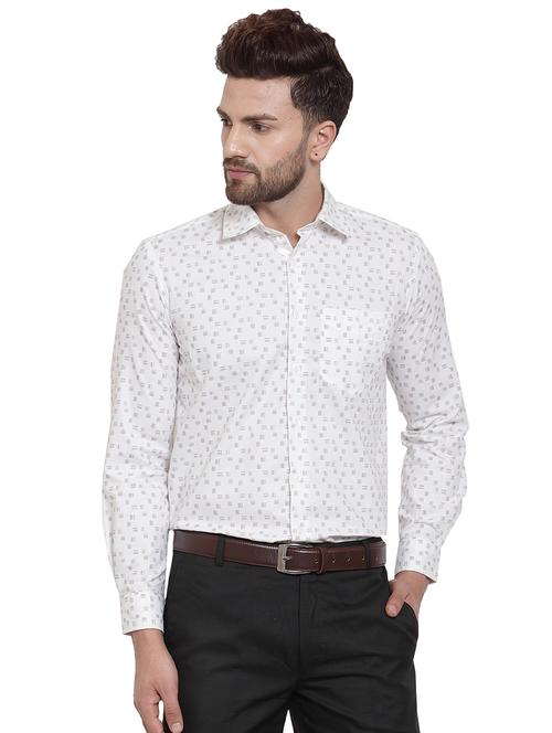 white printed formal shirt - 16275217 - Standard Image - 1