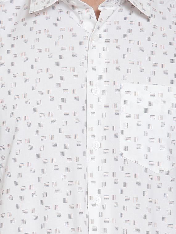 white printed formal shirt - 16275217 - Zoom Image - 5