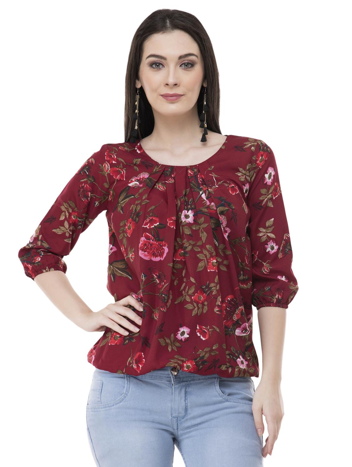 pleat detail foral regular top - 16275239 - Zoom Image - 1