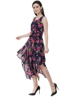 tie front floral asymmetric dress - 16275242 - Standard Image - 2