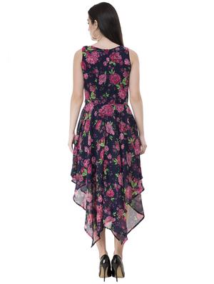 tie front floral asymmetric dress - 16275242 - Standard Image - 3