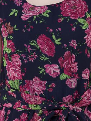 tie front floral asymmetric dress - 16275242 - Standard Image - 4