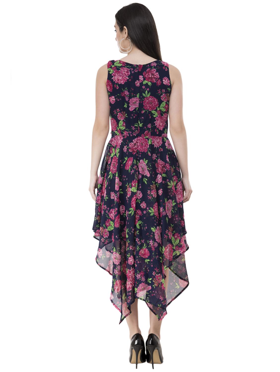tie front floral asymmetric dress - 16275242 - Zoom Image - 3