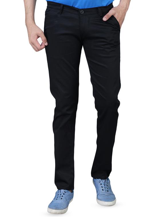 black solid flat front casual trouser - 16275261 - Zoom Image - 1