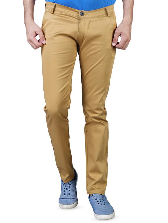 beige solid flat front casual trouser - 16275266 - Zoom Image - 1
