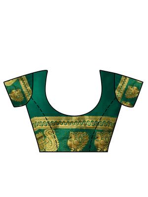 contrast mysore silk saree with blouse - 16275540 - Standard Image - 3