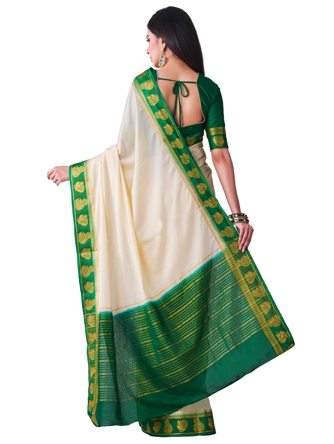 contrast mysore silk saree with blouse - 16275540 - Zoom Image - 2