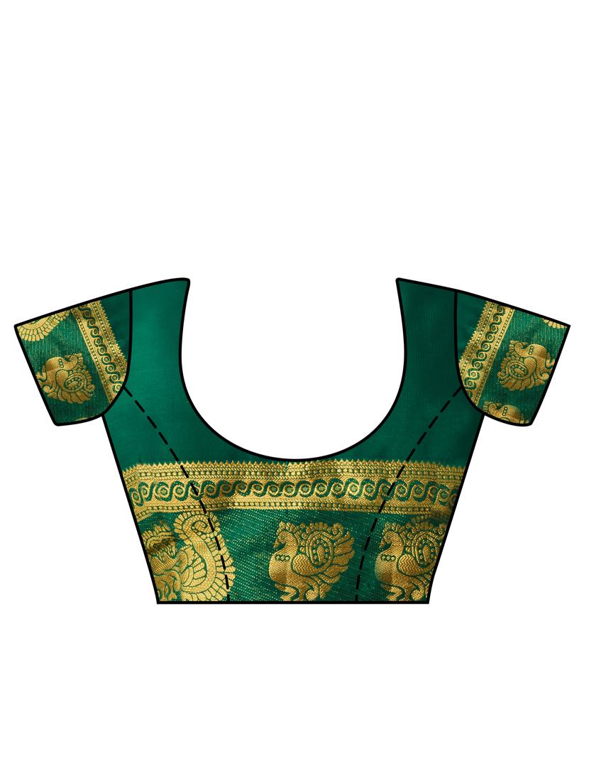 contrast mysore silk saree with blouse - 16275540 - Zoom Image - 3
