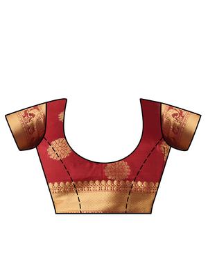contrast kanjivaram saree with blouse - 16275564 - Standard Image - 3