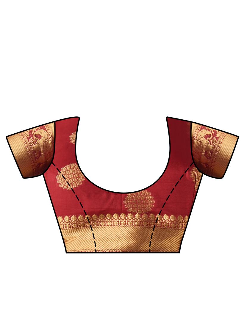 contrast kanjivaram saree with blouse - 16275564 - Zoom Image - 3