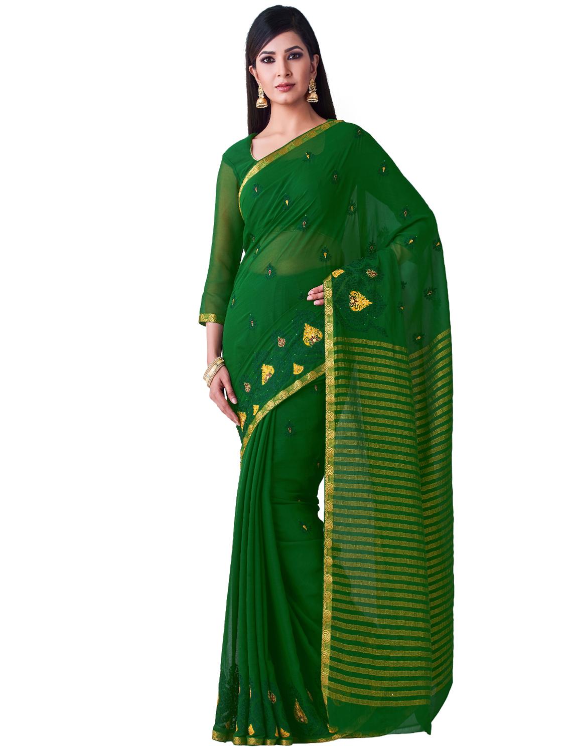 embroidered kanjivaram saree with blouse - 16275585 - Zoom Image - 1
