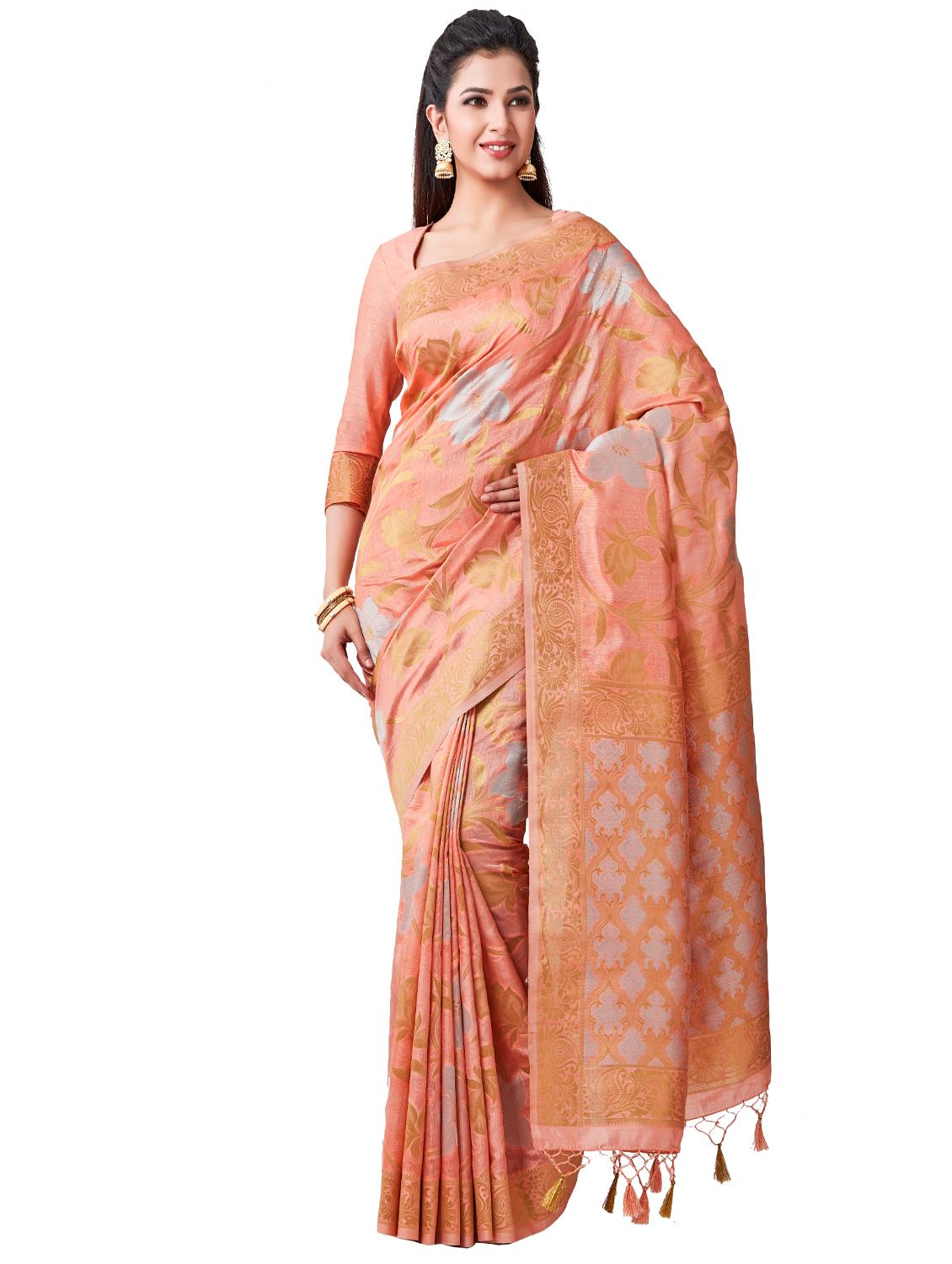 floral kanjivaram saree with blouse - 16275614 - Zoom Image - 1