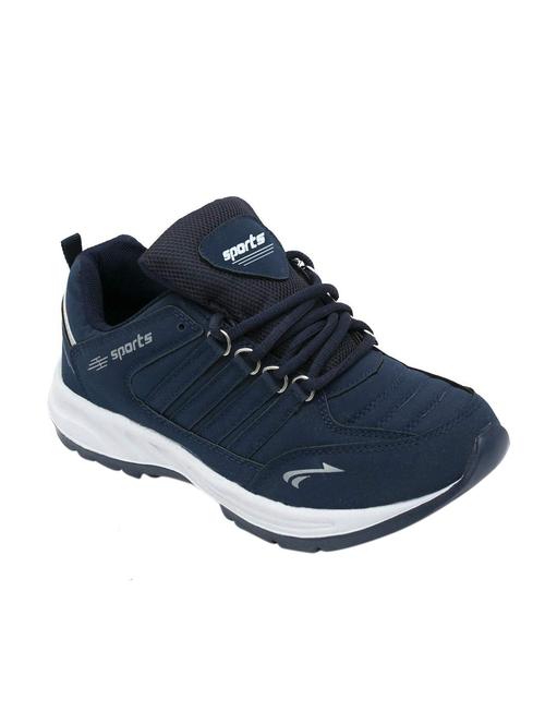 navy blue leatherette sport shoes - 16275780 - Standard Image - 1