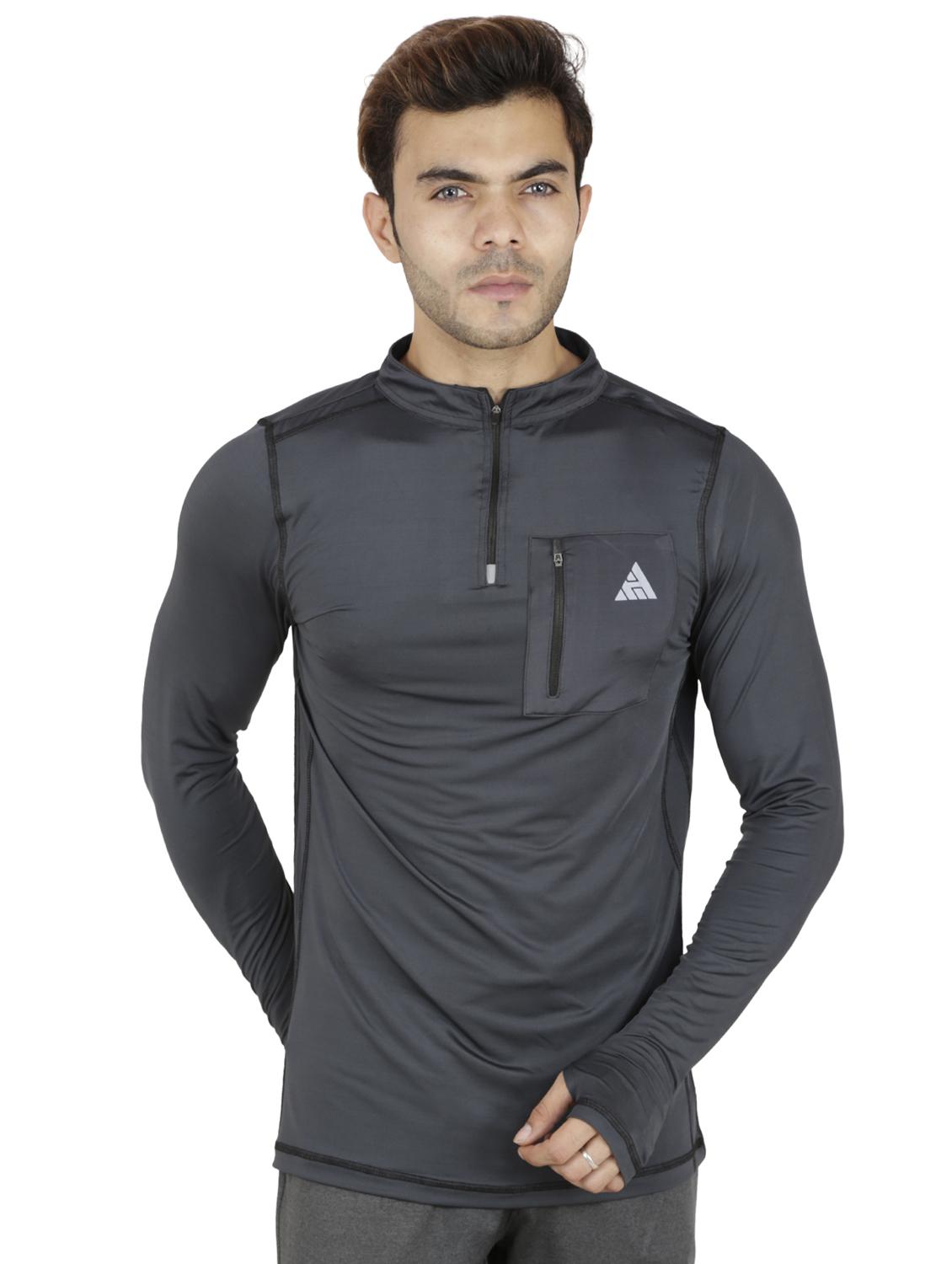 grey polyester thumb hole tshirt - 16275898 - Zoom Image - 1