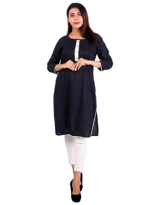 polka dots straight kurta - 16276019 - Standard Image - 1
