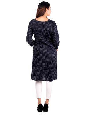 polka dots straight kurta - 16276019 - Standard Image - 3