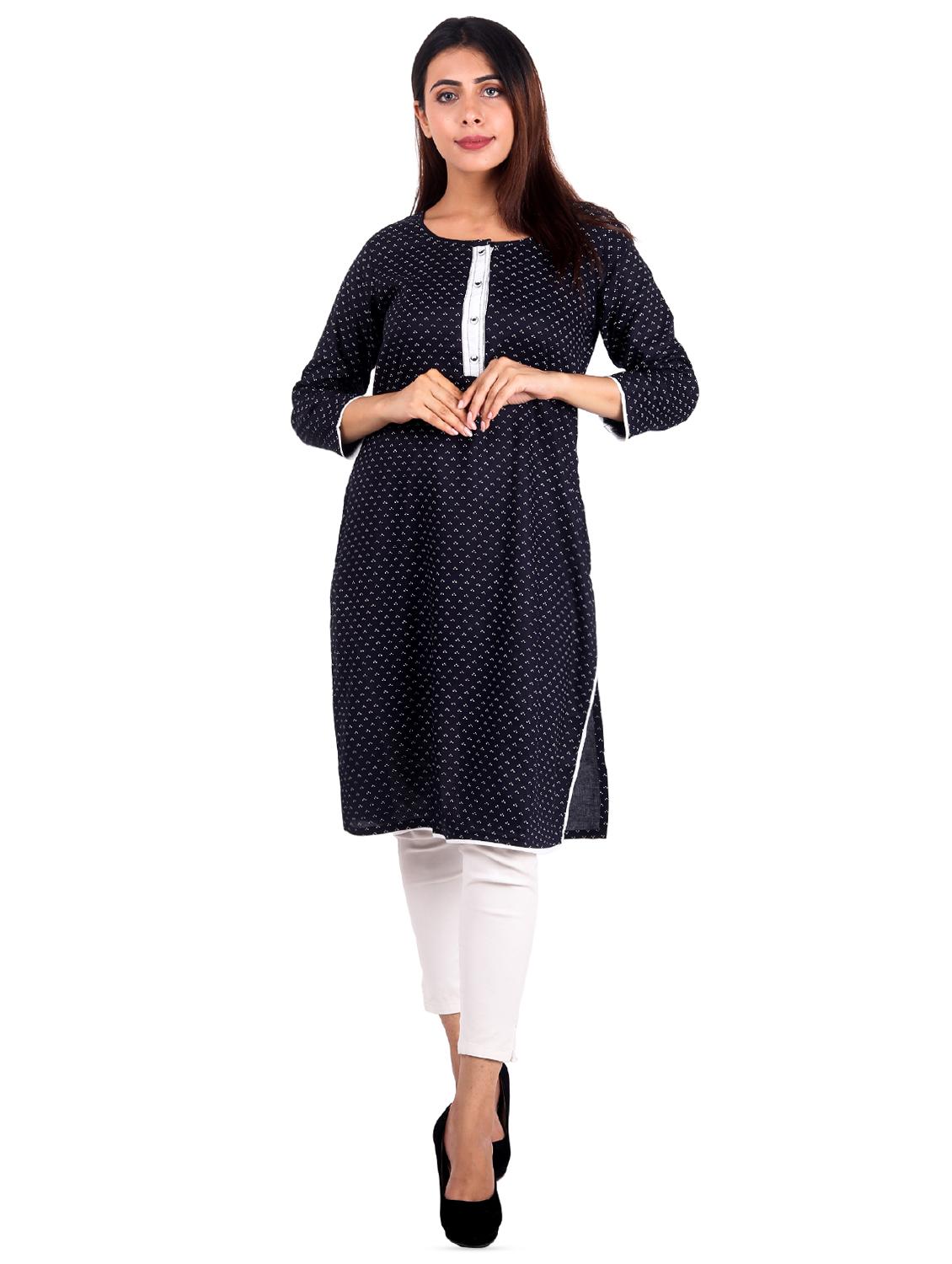 polka dots straight kurta - 16276019 - Zoom Image - 1