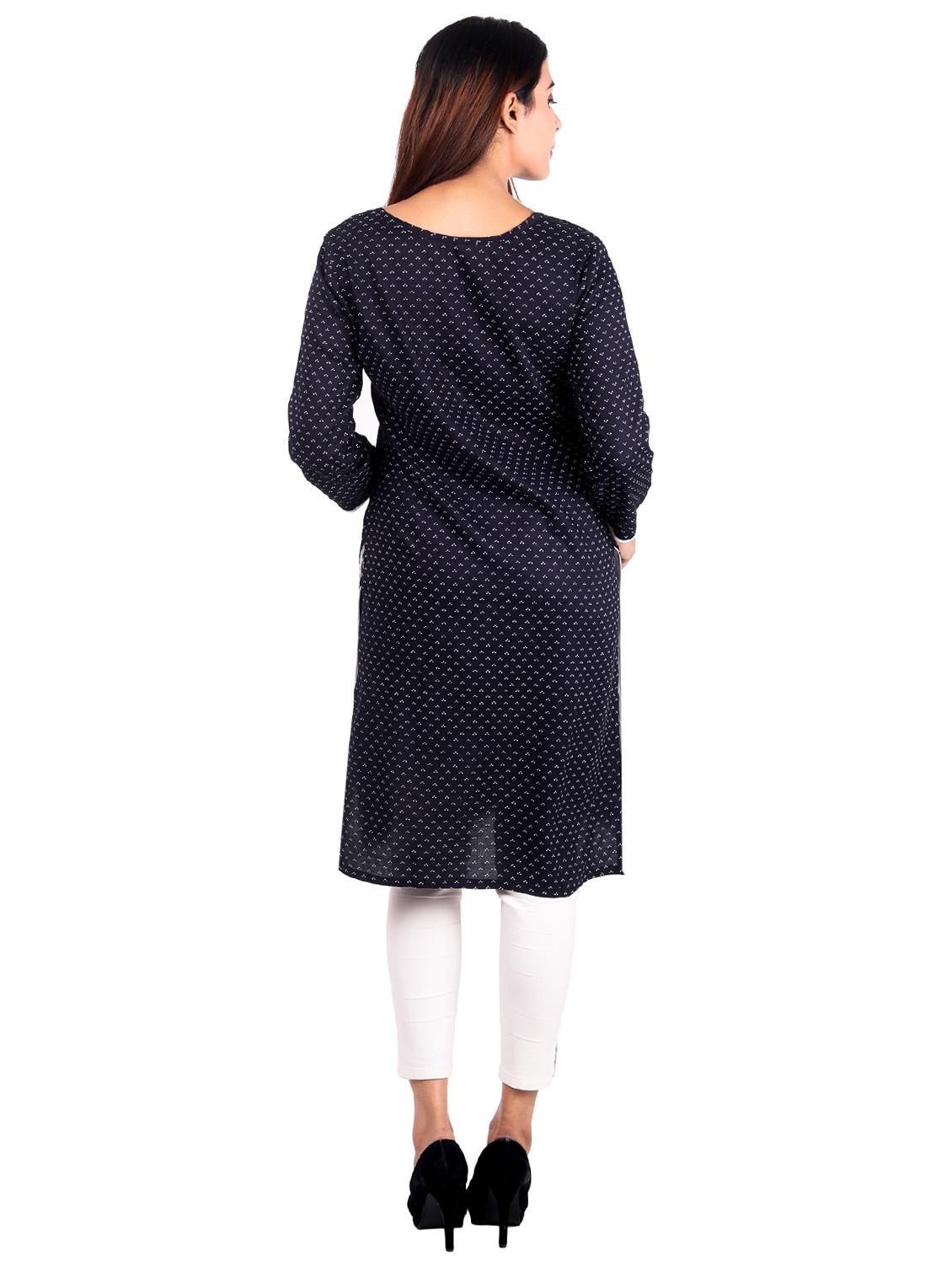 polka dots straight kurta - 16276019 - Zoom Image - 3