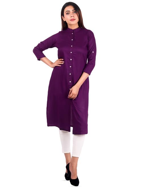 solid straight kurta - 16276020 - Standard Image - 1