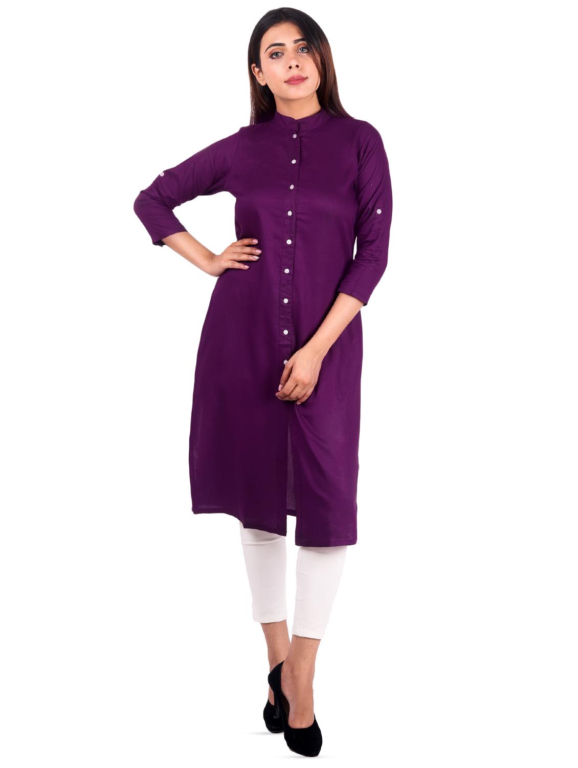 solid straight kurta - 16276020 - Zoom Image - 1