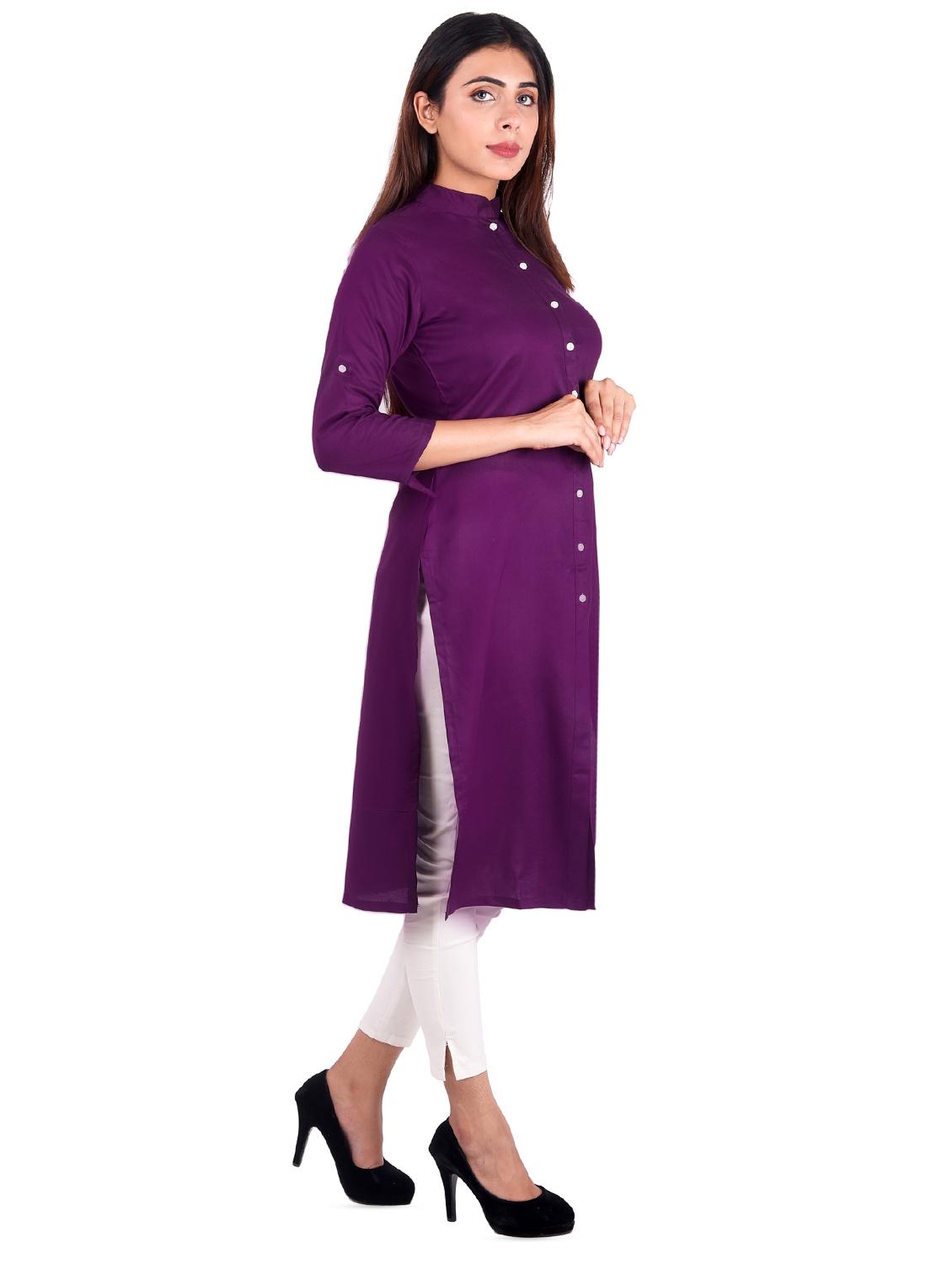 solid straight kurta - 16276020 - Zoom Image - 2