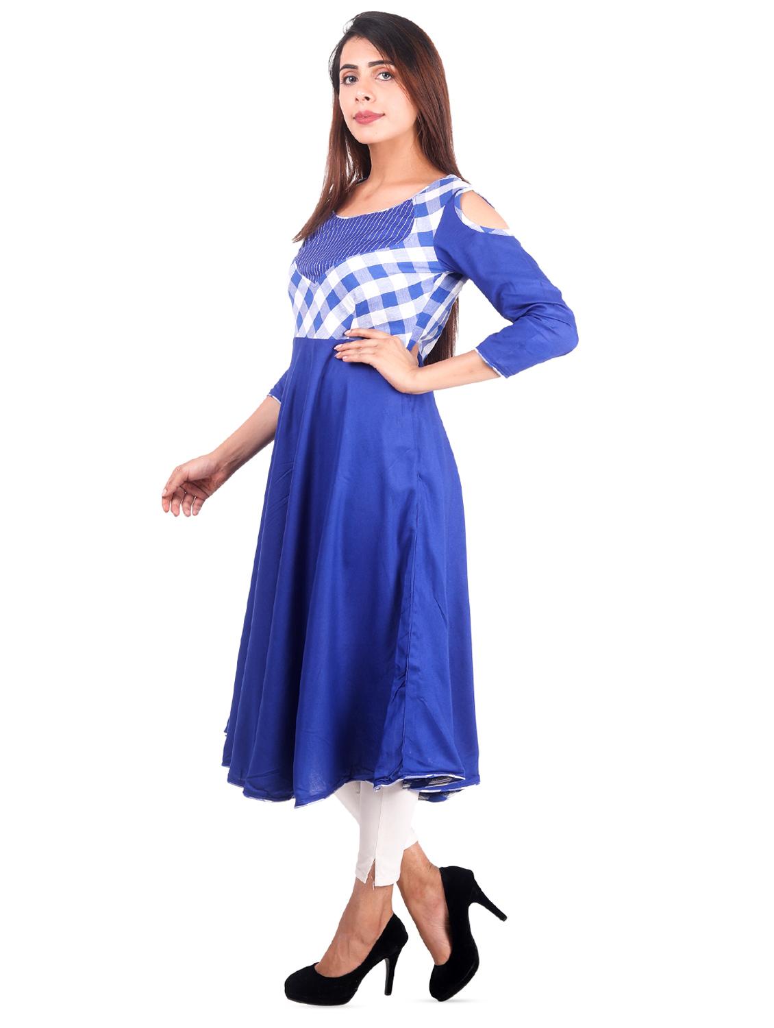 checkered flared kurta - 16276022 - Zoom Image - 2