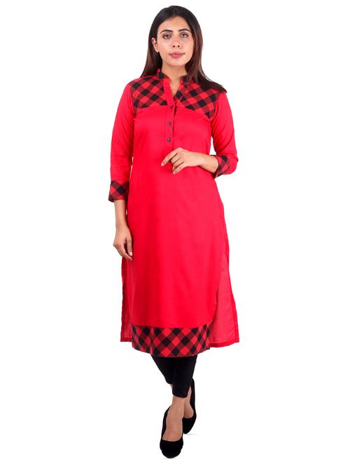 checkered straight kurta - 16276023 - Standard Image - 1