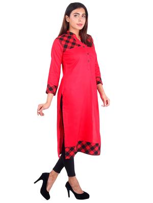 checkered straight kurta - 16276023 - Standard Image - 2