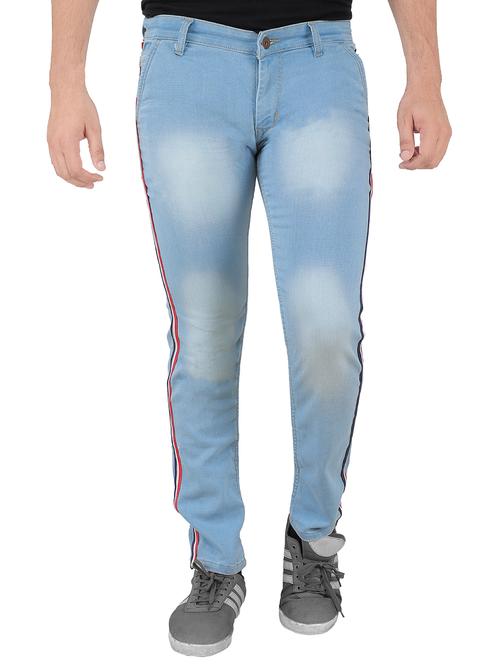 light blue denim side tape jeans - 16276044 - Standard Image - 1