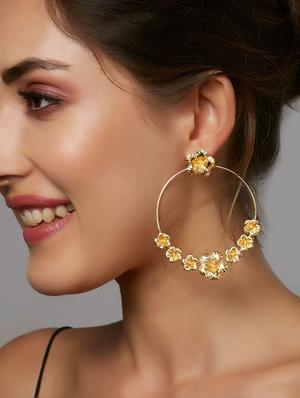 gold brass hoop earring - 16276321 - Standard Image - 3