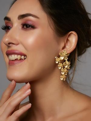gold brass drop earring - 16276324 - Standard Image - 3