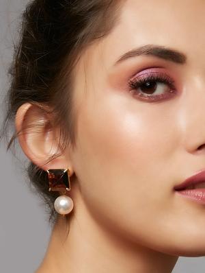 purple brass drop earring - 16276331 - Standard Image - 3