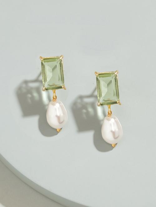 green brass drop earring - 16276333 - Standard Image - 1