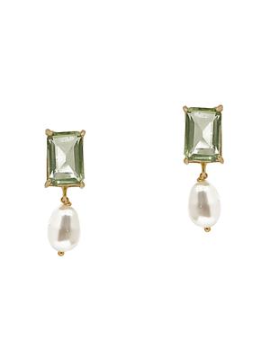 green brass drop earring - 16276333 - Standard Image - 2