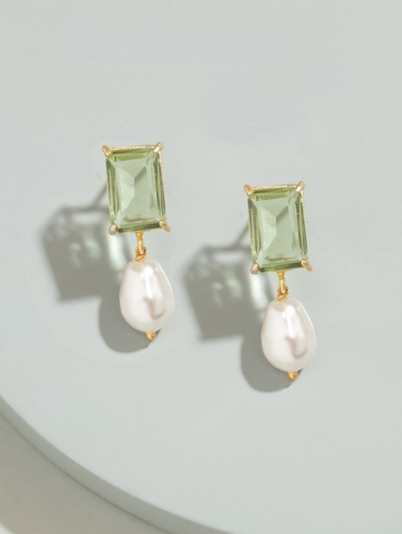 green brass drop earring - 16276333 - Zoom Image - 1