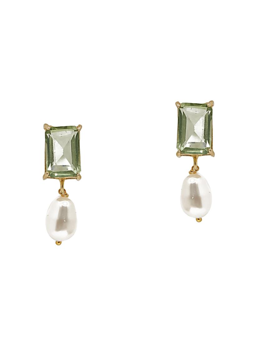 green brass drop earring - 16276333 - Zoom Image - 2