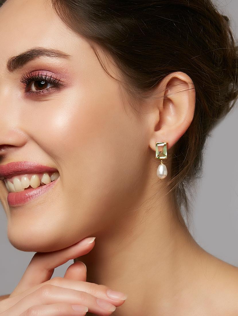 green brass drop earring - 16276333 - Zoom Image - 3