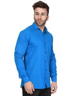 blue solid casual shirt - 16276647 - Standard Image - 2