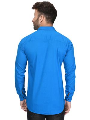 blue solid casual shirt - 16276647 - Standard Image - 3