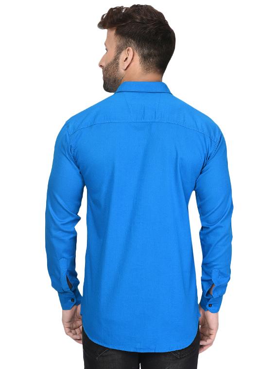 blue solid casual shirt - 16276647 - Zoom Image - 3