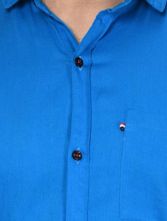 blue solid casual shirt - 16276647 - Zoom Image - 5