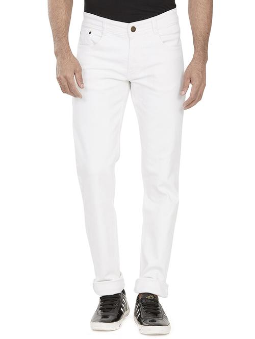 white cotton blend plain jeans - 16276933 - Standard Image - 1