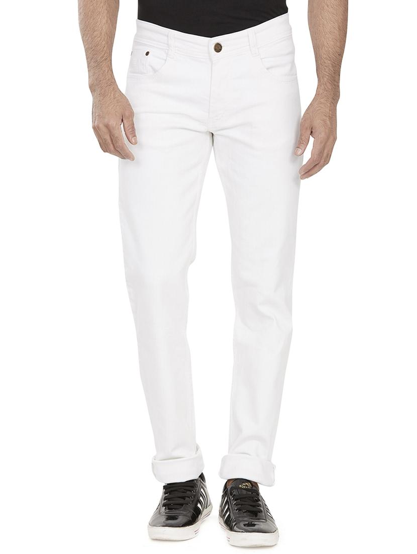 white cotton blend plain jeans - 16276933 - Zoom Image - 1