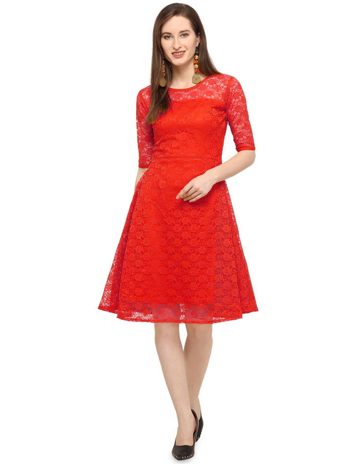 floral lace flared dress - 16276949 - Zoom Image - 1