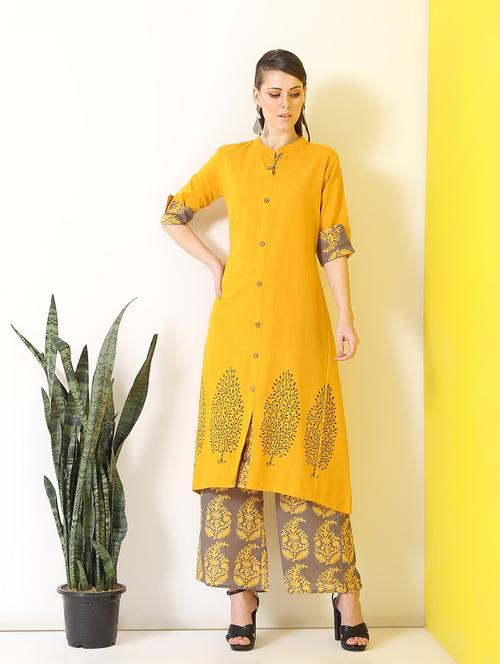 Block print kurta palazzo set - 16277146 - Very Small Image - 1