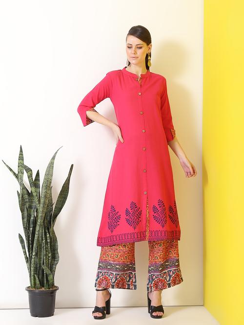 block print kurta palazzo set - 16277147 - Standard Image - 1