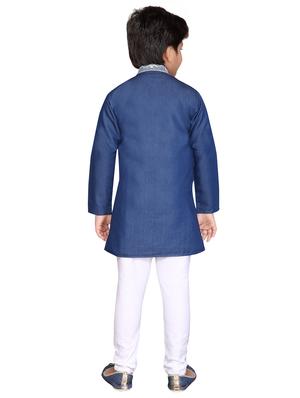 blue cotton kurta set - 16277600 - Standard Image - 3